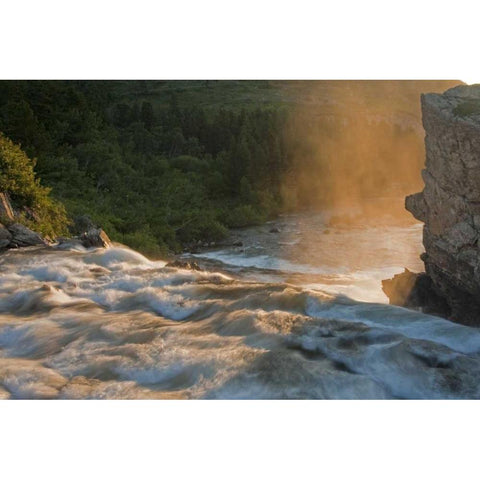 MT, Glacier NP Fog along Swiftcurrent Creek Black Modern Wood Framed Art Print with Double Matting by Illg, Cathy and Gordon