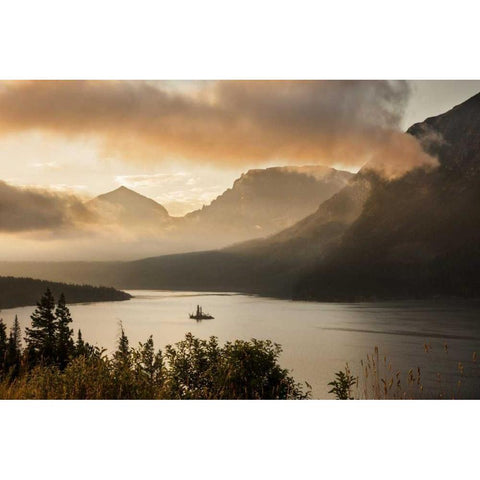 MT, Glacier NP Sunrise over St Mary Lake Gold Ornate Wood Framed Art Print with Double Matting by Grall, Don
