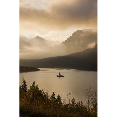 MT, Glacier NP Sunrise over St Mary Lake Gold Ornate Wood Framed Art Print with Double Matting by Grall, Don