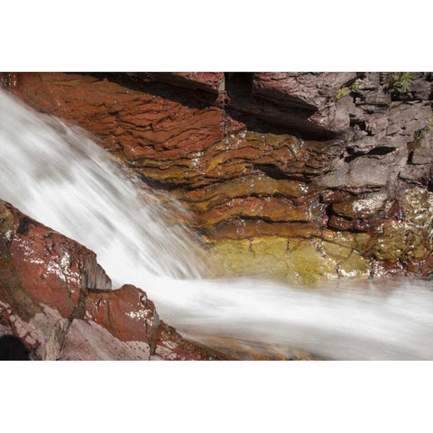 Montana, Glacier NP Ptarmigan Falls Gold Ornate Wood Framed Art Print with Double Matting by Grall, Don