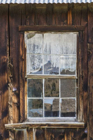 MT, Virginia City Window in vintage cabin Black Ornate Wood Framed Art Print with Double Matting by Paulson, Don