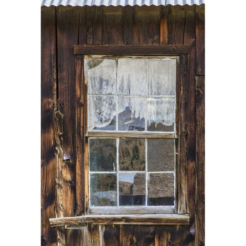 MT, Virginia City Window in vintage cabin Black Modern Wood Framed Art Print with Double Matting by Paulson, Don