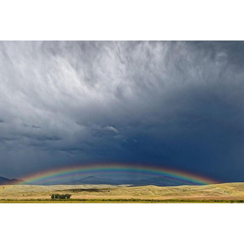 Montana Rainbow over stormy landscape Black Modern Wood Framed Art Print by Jaynes Gallery