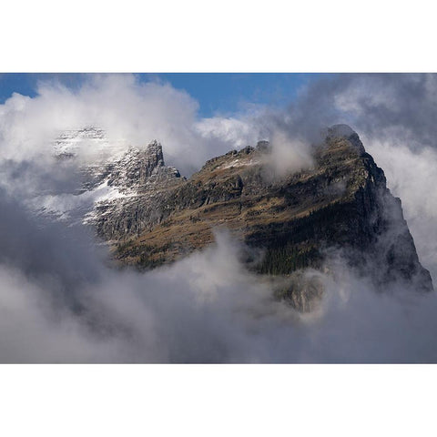USA-Montana-Glacier National Park Clearing rainstorm on mountain Black Modern Wood Framed Art Print by Jaynes Gallery