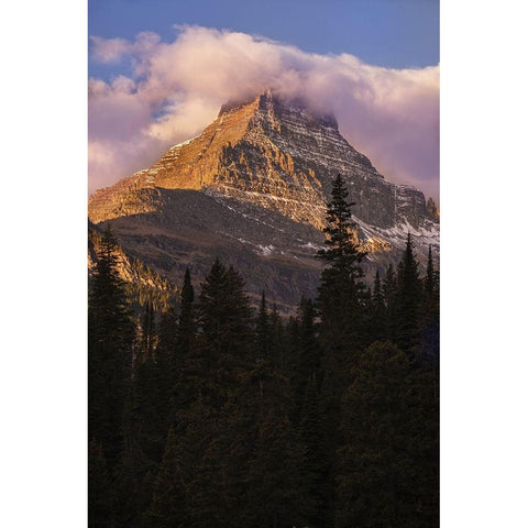 USA-Montana-Glacier National Park Reynolds Mountain at sunrise Black Modern Wood Framed Art Print by Jaynes Gallery