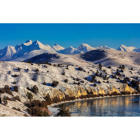 The Flathead River after a fresh snowfall in the Mission Valley-Montana-USA Black Modern Wood Framed Art Print by Haney, Chuck