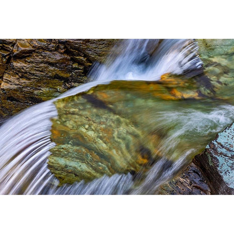 Cascades in Baring Creek in Glacier National Park-USA Gold Ornate Wood Framed Art Print with Double Matting by Haney, Chuck