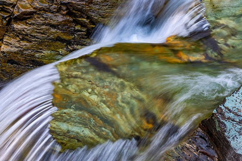 Cascades in Baring Creek in Glacier National Park-USA White Modern Wood Framed Art Print with Double Matting by Haney, Chuck