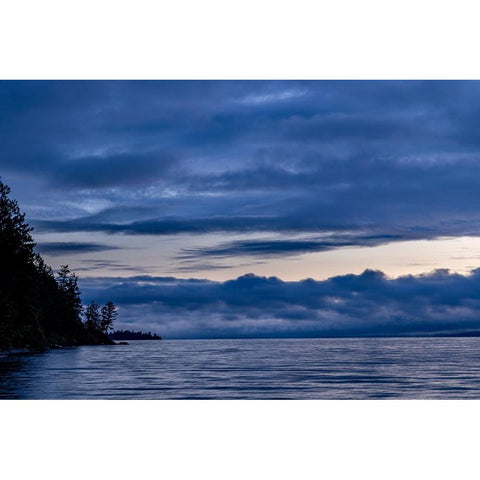 Dawn over Flathead Lake from Westside State Park near Rollins-Montana-USA Gold Ornate Wood Framed Art Print with Double Matting by Haney, Chuck