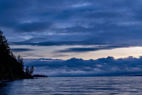 Dawn over Flathead Lake from Westside State Park near Rollins-Montana-USA White Modern Wood Framed Art Print with Double Matting by Haney, Chuck