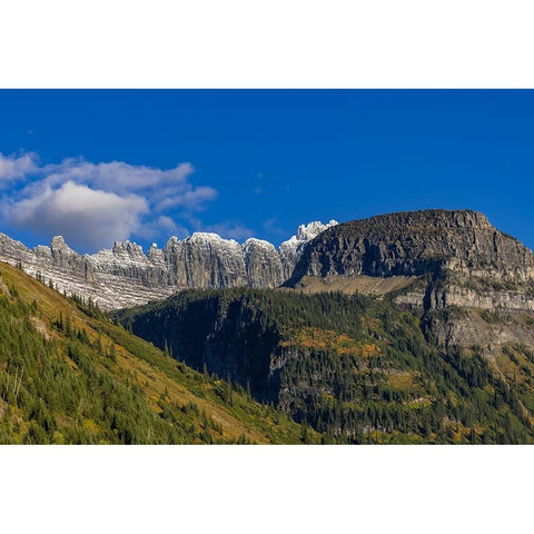 The Garden Wall and Haystack Butte with seasons first snow in Glacier National Park-Montana-USA Black Modern Wood Framed Art Print by Haney, Chuck