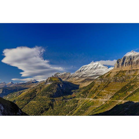 The Garden Wall with seasons first snow in Glacier National Park-Montana-USA Black Modern Wood Framed Art Print by Haney, Chuck