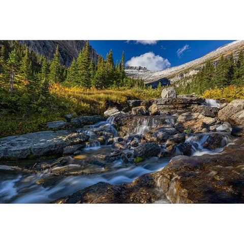 Lunch Creek with Pollock Mountain in Glacier National Park-Montana-USA Black Modern Wood Framed Art Print by Haney, Chuck