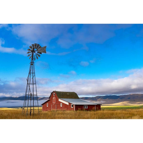 Old barn after clearing storm in the Mission Valley-Montana-USA Black Modern Wood Framed Art Print with Double Matting by Haney, Chuck