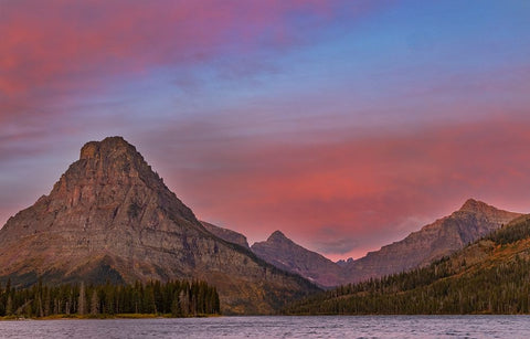 Sunrise on Two Medicine Lake in Glacier National Park-Montana-USA White Modern Wood Framed Art Print with Double Matting by Haney, Chuck