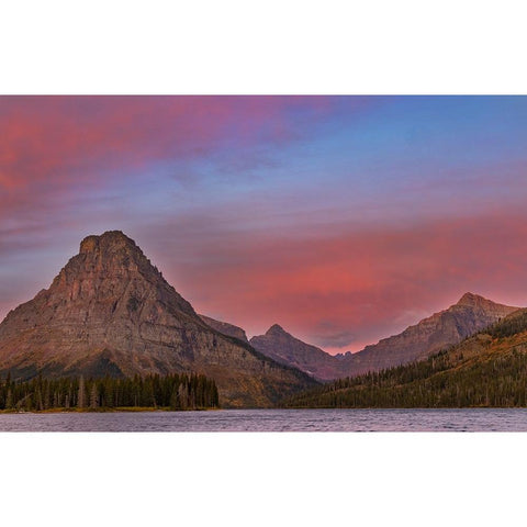 Sunrise on Two Medicine Lake in Glacier National Park-Montana-USA Black Modern Wood Framed Art Print by Haney, Chuck