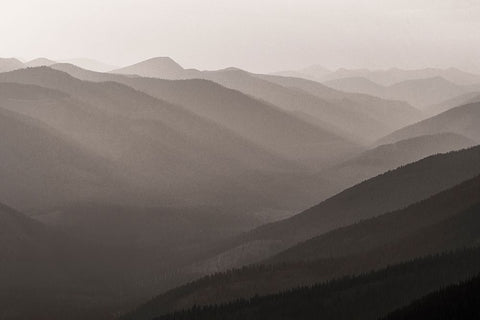 Wildfire smoke and clouds mixing-Upper Whitefish Valley Stillwater State Forest near Whitefish Black Ornate Wood Framed Art Print with Double Matting by Haney, Chuck
