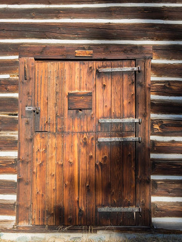 Montana- Glacier National Park. Lubec Barn (1926)- Door close-up Black Modern Wood Framed Art Print by Wild, Jamie and Judy