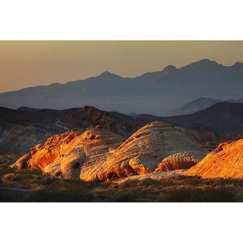 Last light on red sandstone or Aztec Sandstone-Valley of Fire-Nevada Black Modern Wood Framed Art Print by Jones, Adam