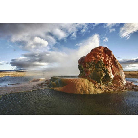 Nevada, Gerlach Fly Geyser at sunrise Black Modern Wood Framed Art Print with Double Matting by Anon, Josh