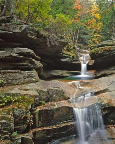 New Hampshire, White Mountains NF Sabbady Falls Black Ornate Wood Framed Art Print with Double Matting by Terrill, Steve
