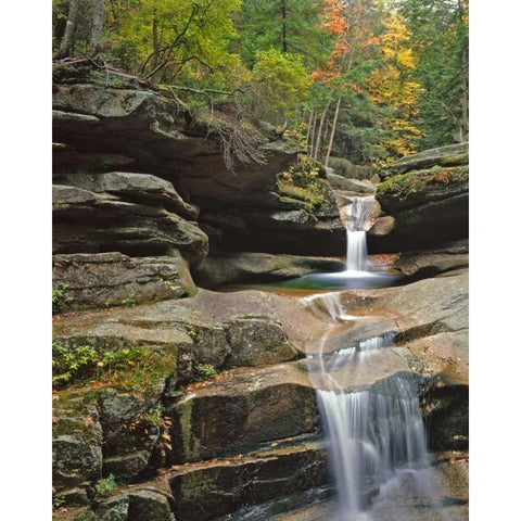 New Hampshire, White Mountains NF Sabbady Falls Black Modern Wood Framed Art Print by Terrill, Steve