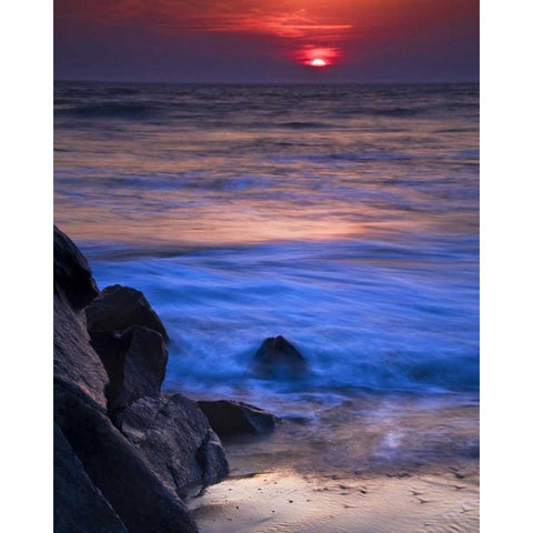 New Jersey, Cape May Sunset reflection on ocean Gold Ornate Wood Framed Art Print with Double Matting by OBrien, Jay