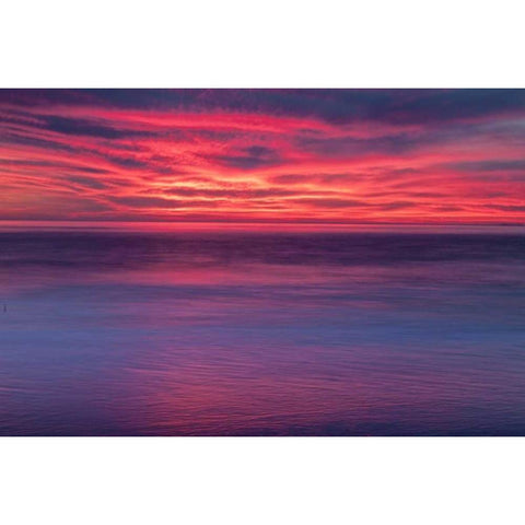 New Jersey, Cape May Sunrise on ocean shore Black Modern Wood Framed Art Print with Double Matting by OBrien, Jay