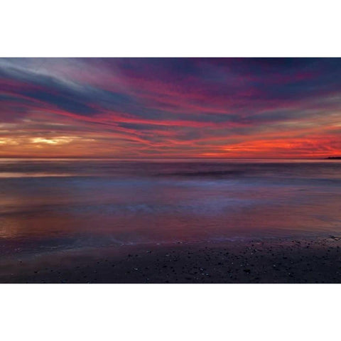 New Jersey, Cape May Sunrise on ocean shore White Modern Wood Framed Art Print by OBrien, Jay