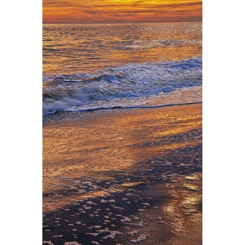 New Jersey, Cape May Sunset on the beach Black Modern Wood Framed Art Print by OBrien, Jay