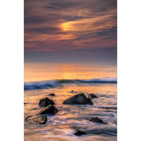 New Jersey, Cape May Scenic on Cape May Beach Gold Ornate Wood Framed Art Print with Double Matting by OBrien, Jay