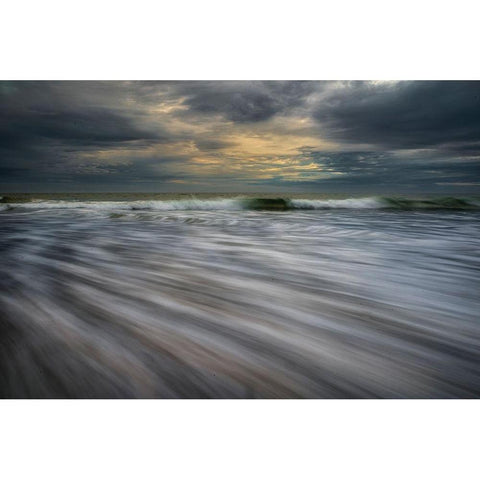 New Jersey-Cape May National Seashore Ocean waves on beach at sunset  Gold Ornate Wood Framed Art Print with Double Matting by Jaynes Gallery