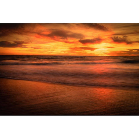 USA-New Jersey-Cape May National Seashore-Sunset on ocean shore Black Modern Wood Framed Art Print by Jaynes Gallery