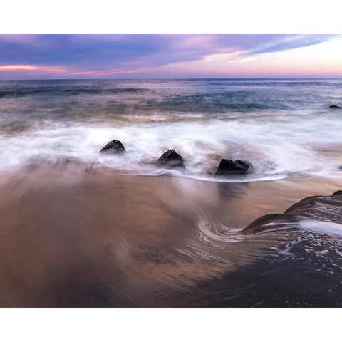 USA-New Jersey-Cape May National Seashore-Sunrise on shore Black Modern Wood Framed Art Print by Jaynes Gallery