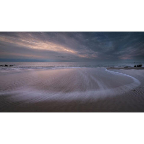 USA-New Jersey-Cape May National Seashore Sunset on ocean and beach scenic Black Modern Wood Framed Art Print by Jaynes Gallery