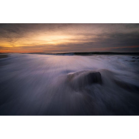 USA-New Jersey-Cape May National Seashore Cloudy sunrise on seashore Black Modern Wood Framed Art Print by Jaynes Gallery