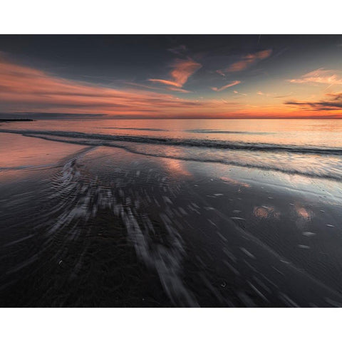 USA-New Jersey-Cape May National Seashore Sunset on ocean shore Black Modern Wood Framed Art Print by Jaynes Gallery