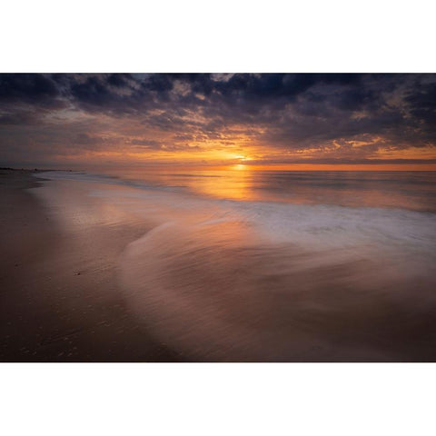 USA-New Jersey-Cape May National Seashore Sunrise on ocean shore Black Modern Wood Framed Art Print by Jaynes Gallery
