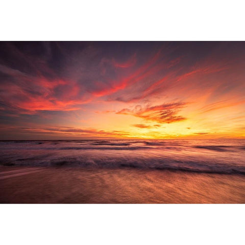 USA-New Jersey-Cape May National Seashore Sunset on ocean shore Black Modern Wood Framed Art Print with Double Matting by Jaynes Gallery