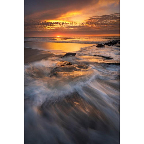 USA-New Jersey-Cape May National Seashore Sunrise on ocean shore Black Modern Wood Framed Art Print with Double Matting by Jaynes Gallery