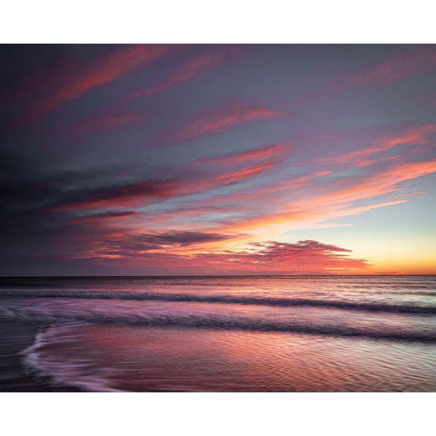 USA-New Jersey-Cape May National Seashore Sunset on ocean shore Black Modern Wood Framed Art Print by Jaynes Gallery