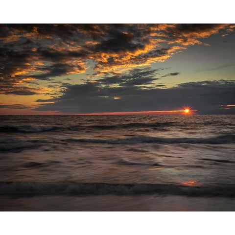 USA-New Jersey-Cape May National Seashore Sunset on ocean shore Black Modern Wood Framed Art Print by Jaynes Gallery