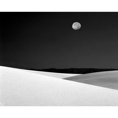 New Mexico, White Sands NM Night with full moon White Modern Wood Framed Art Print by Zuckerman, Jim
