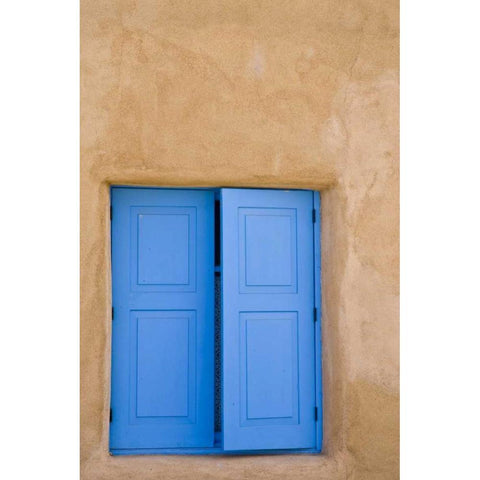 New Mexico, Santa Fe Blue window doors Gold Ornate Wood Framed Art Print with Double Matting by Ross, Nancy ,  Steve