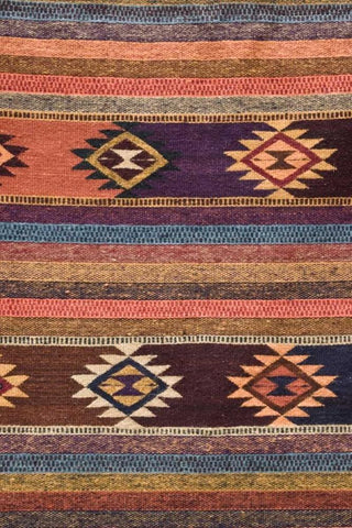 New Mexico, Madrid Detail in colorful woven rug White Modern Wood Framed Art Print with Double Matting by Ross, Nancy ,  Steve