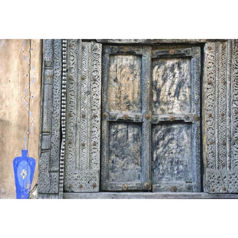 New Mexico, Santa Fe Old doorway Black Modern Wood Framed Art Print with Double Matting by OBrien, Jay