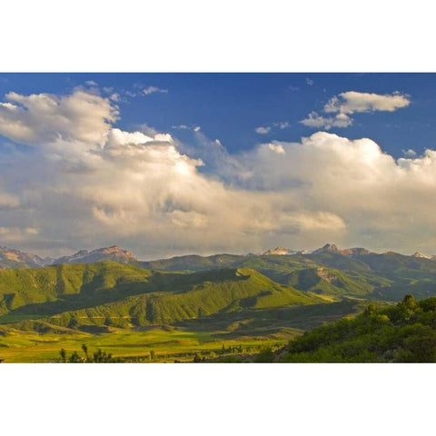 CO, Aspen, Summer sunset on green mountain vista Gold Ornate Wood Framed Art Print with Double Matting by Lord, Fred