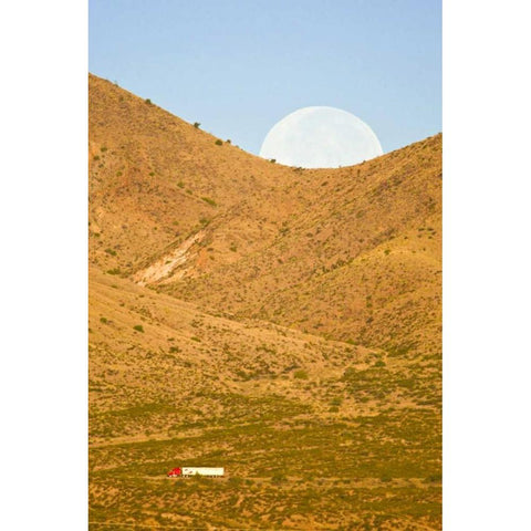New Mexico Moonset ove Interstate 25 Black Modern Wood Framed Art Print by Lord, Fred