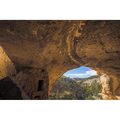 New Mexico, Gila Cliff Dwellings NM Inside ruins Gold Ornate Wood Framed Art Print with Double Matting by Paulson, Don