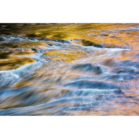 USA-New York-Adirondacks Tupper Lake-autumn reflections at Bog River Falls Black Modern Wood Framed Art Print with Double Matting by Collins, Ann